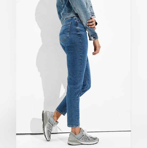 American Eagle AEO Mom Jeans Stretch High Waisted Rise Tapered Size 00 Long Tall - Picture 10 of 10